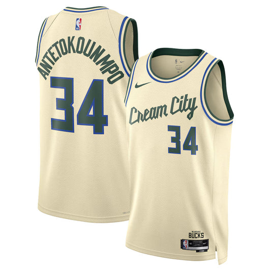 Giannis Antetokounmpo Milwaukee Bucks Unisex 2025/26 Swingman Jersey - Cream - City Edition