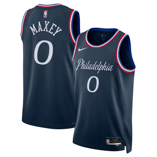 Tyrese Maxey Philadelphia 76ers Unisex 2025/26 Jersey - Navy - City Edition