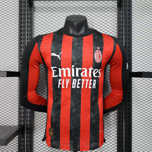 Player Version AC Milan Jersey 25/26 Home Long Sleeves Football Kit Soccer Jersey