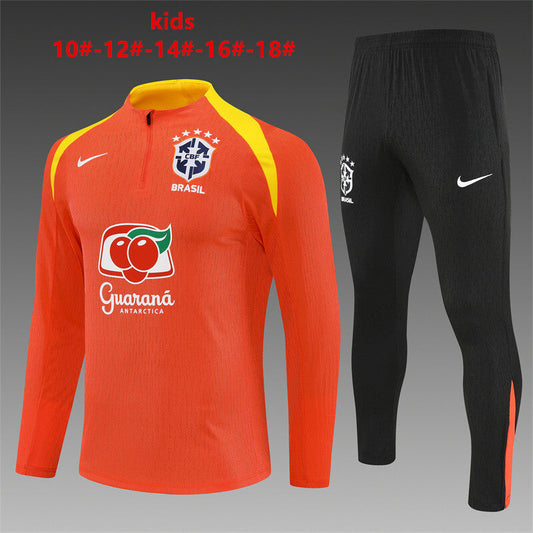 Kids Player Version Brazil Training Tracksuits 25/26 Football Kit Soccer Jersey